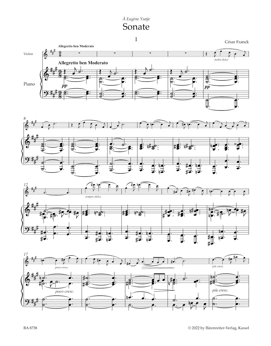 Sonata in A maj
Arranged for Piano and Flute