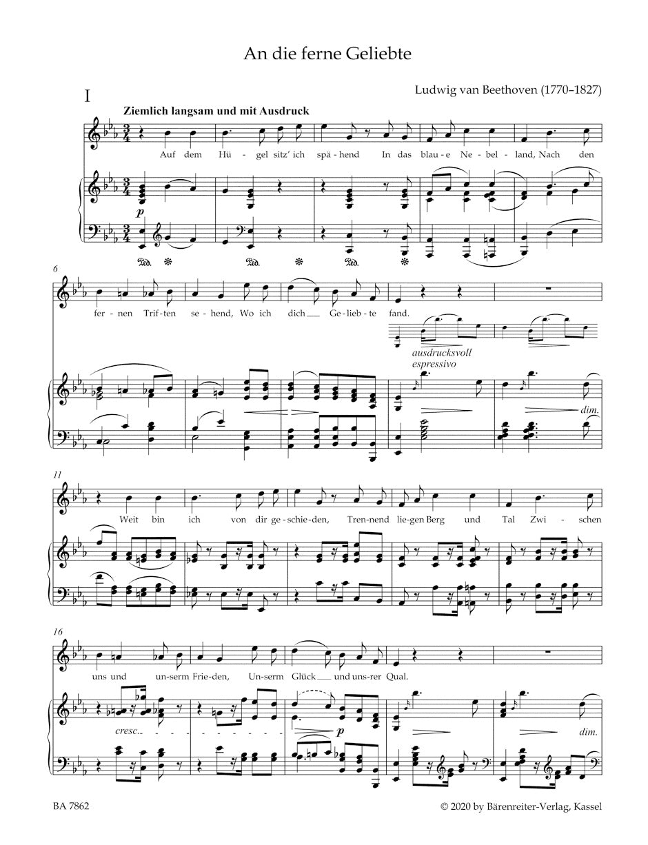 An die ferne Geliebte op. 98 for Voice and Piano