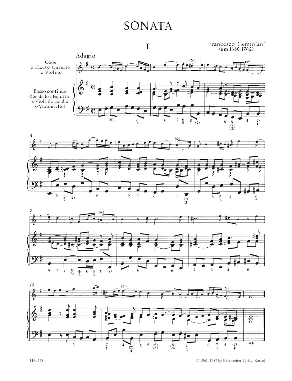 Sonata for Oboe (Flute, Violin) and Bc