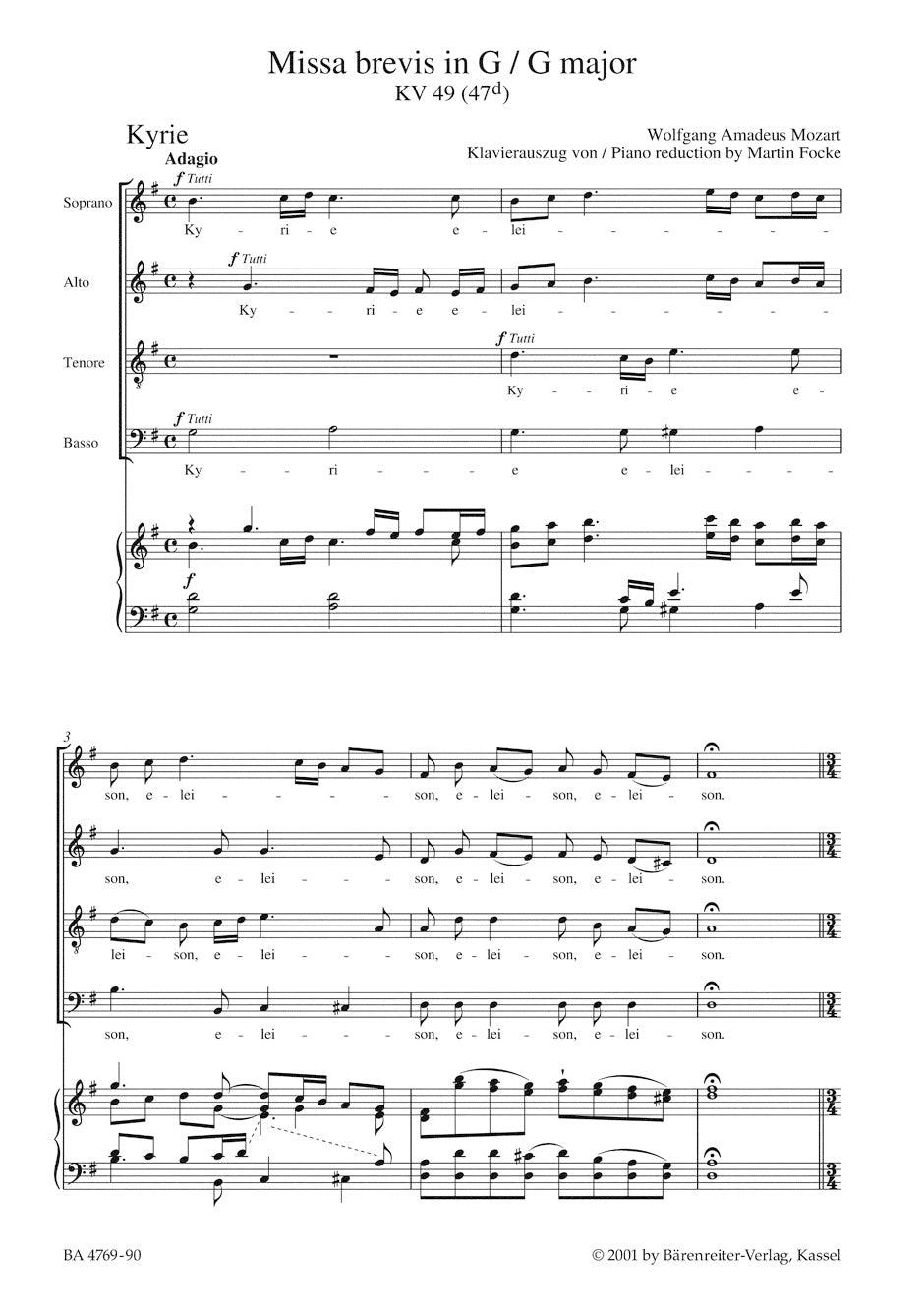 Missa brevis in G maj K. 49 (47d)