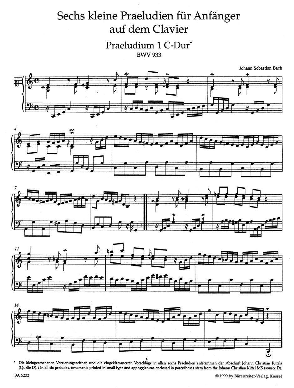 Miscellaneous Works for Clavier I
BWV 933-938, 917, 918, 921, 922, 894-896, 903, 903a