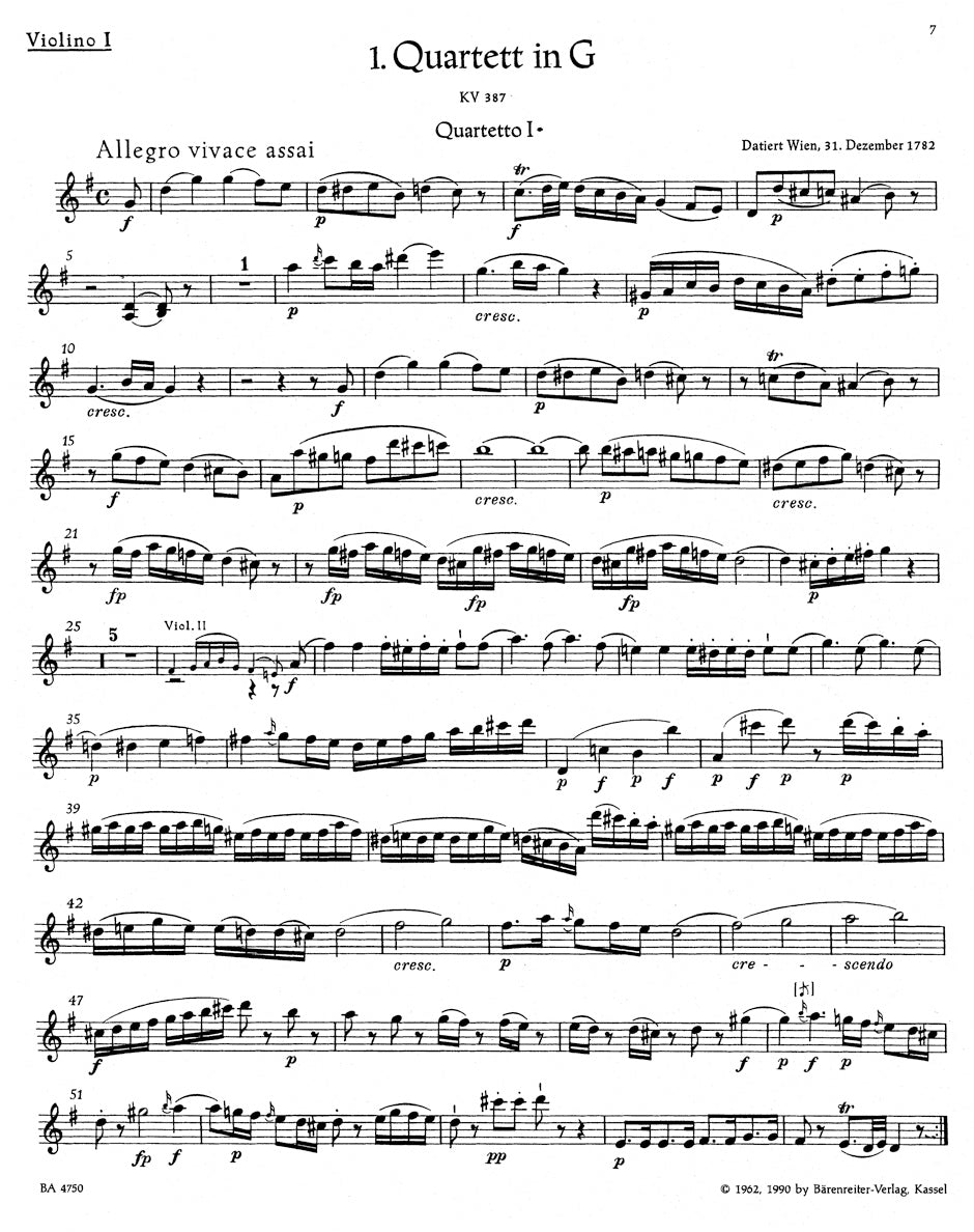 10 Celebrated String Quartets K. 387, 421, 428, 458, 464, 465, 499, 575, 589, 590