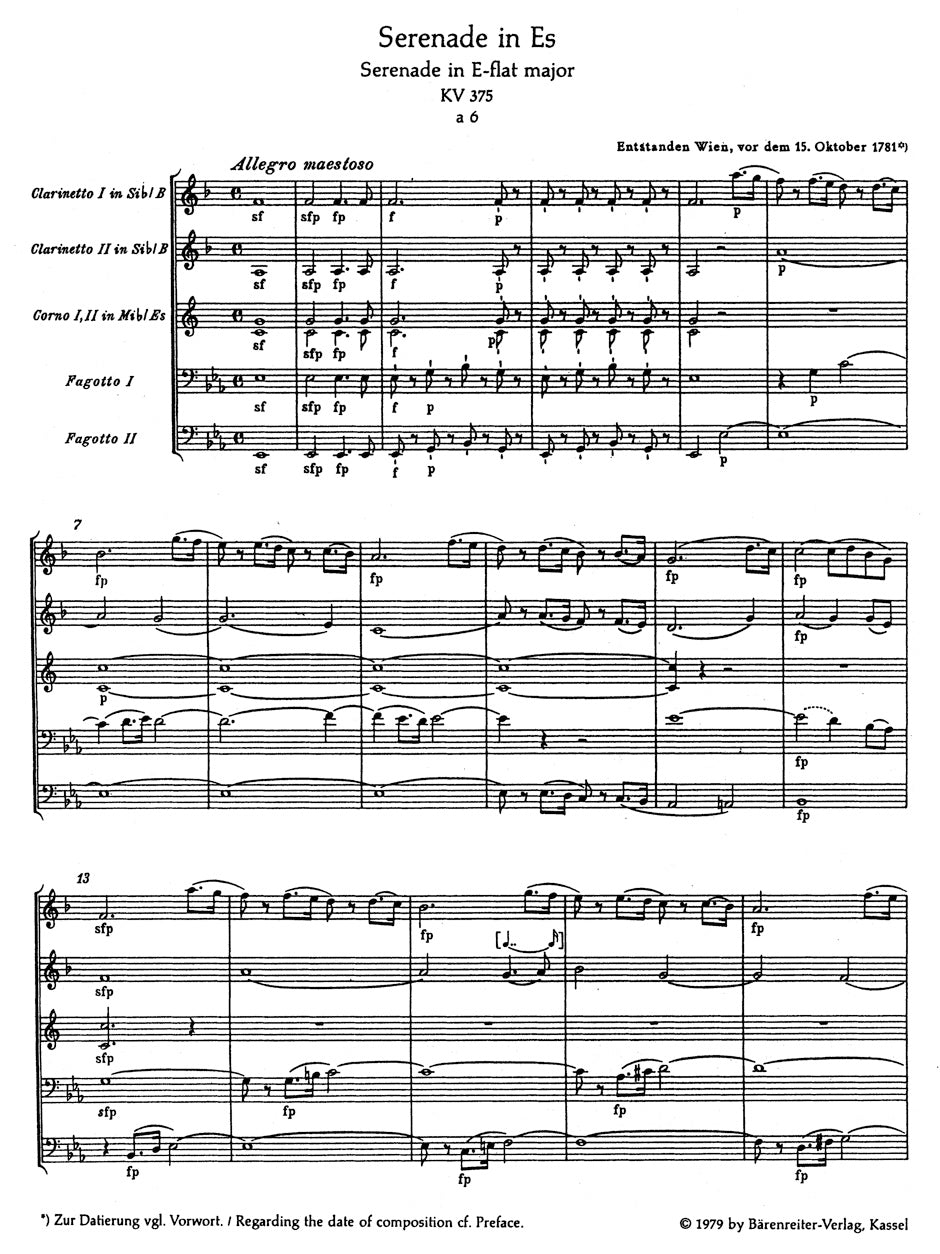 Serenade in E-flat maj K. 375