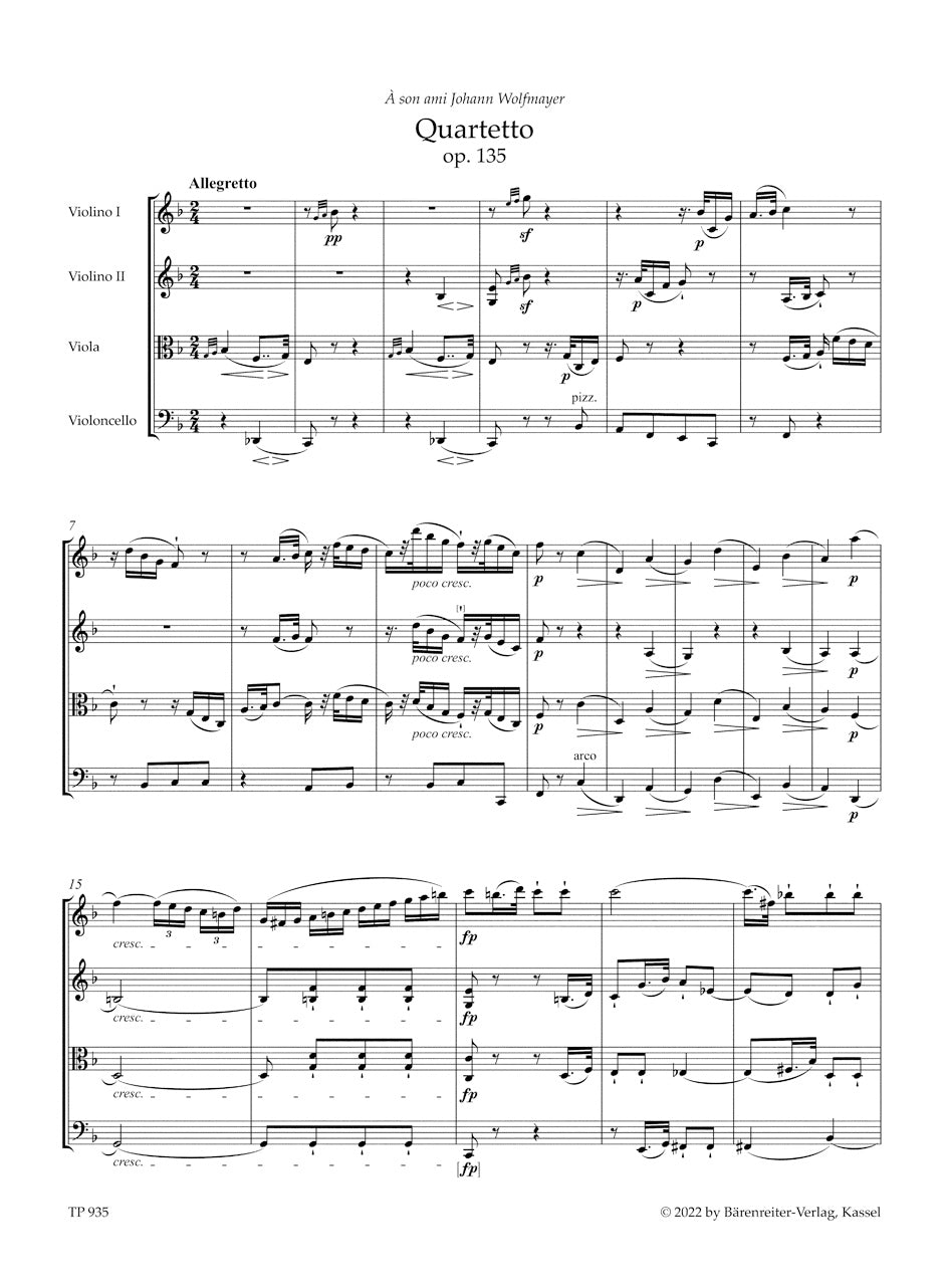 String Quartet in F maj op. 135