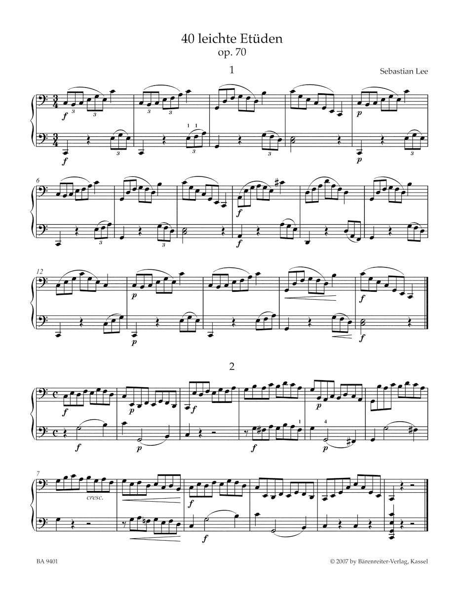 40 Easy Etudes for Violoncello op. 70 with an ad libitum 2nd Violoncello