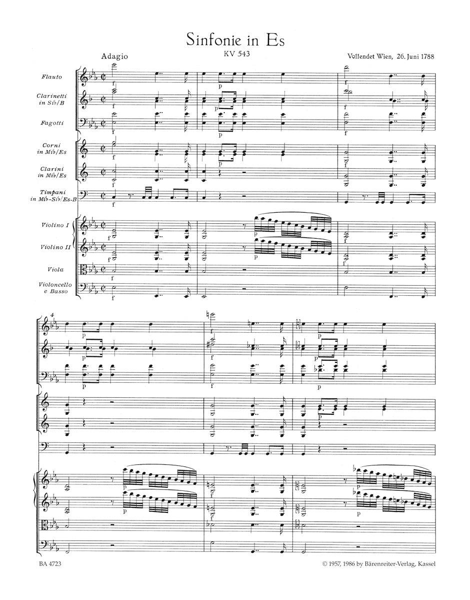 Symphony no. 39 in E-flat maj K. 543