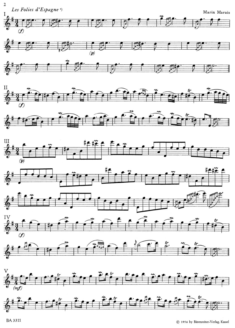 Les Folies d'Espagne for Flute