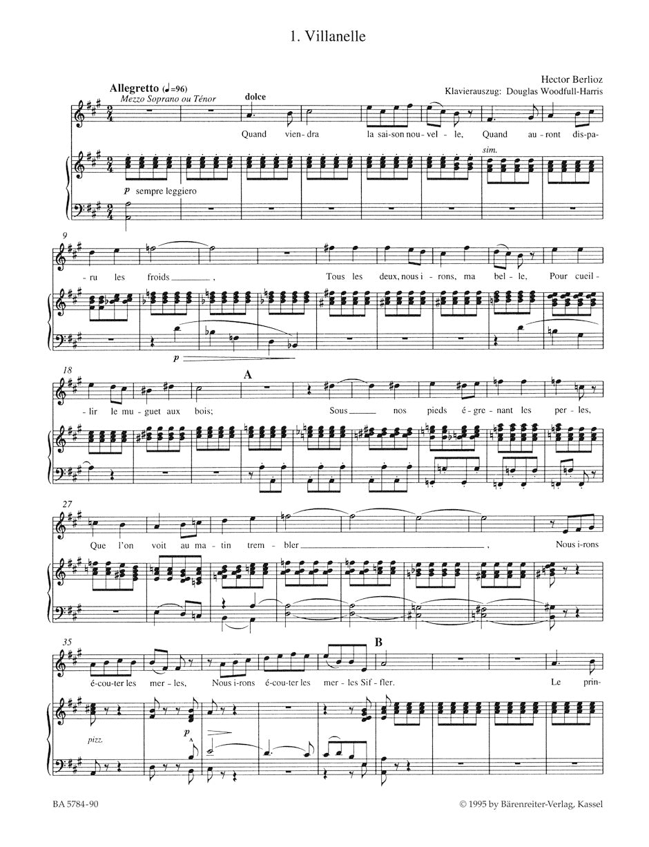 Les nuits d'ete for High Voice & Piano