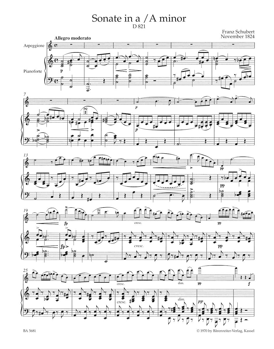 Sonata in D 821 "Arpeggione" 
arranged for Flute and Piano