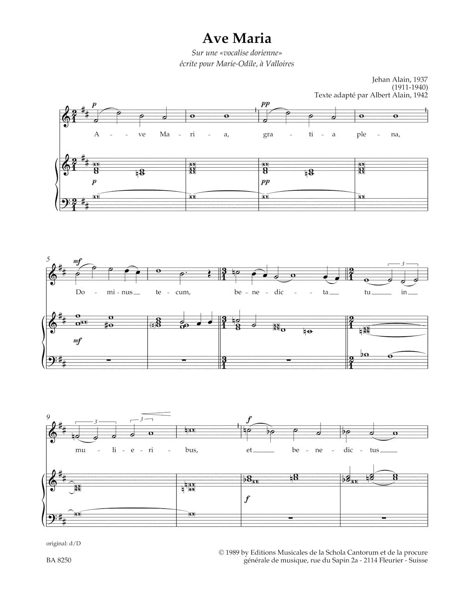 Ave Maria, gratia plena Ava Maria settings for voice and Organ (Lat)