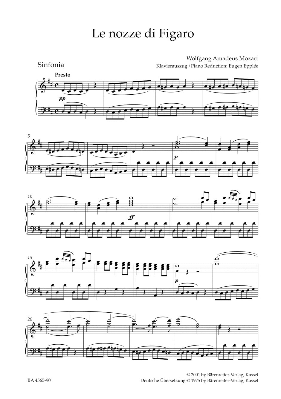 Le nozze di Figaro K. 492
Text: L. da Ponte / German: K. Honolka