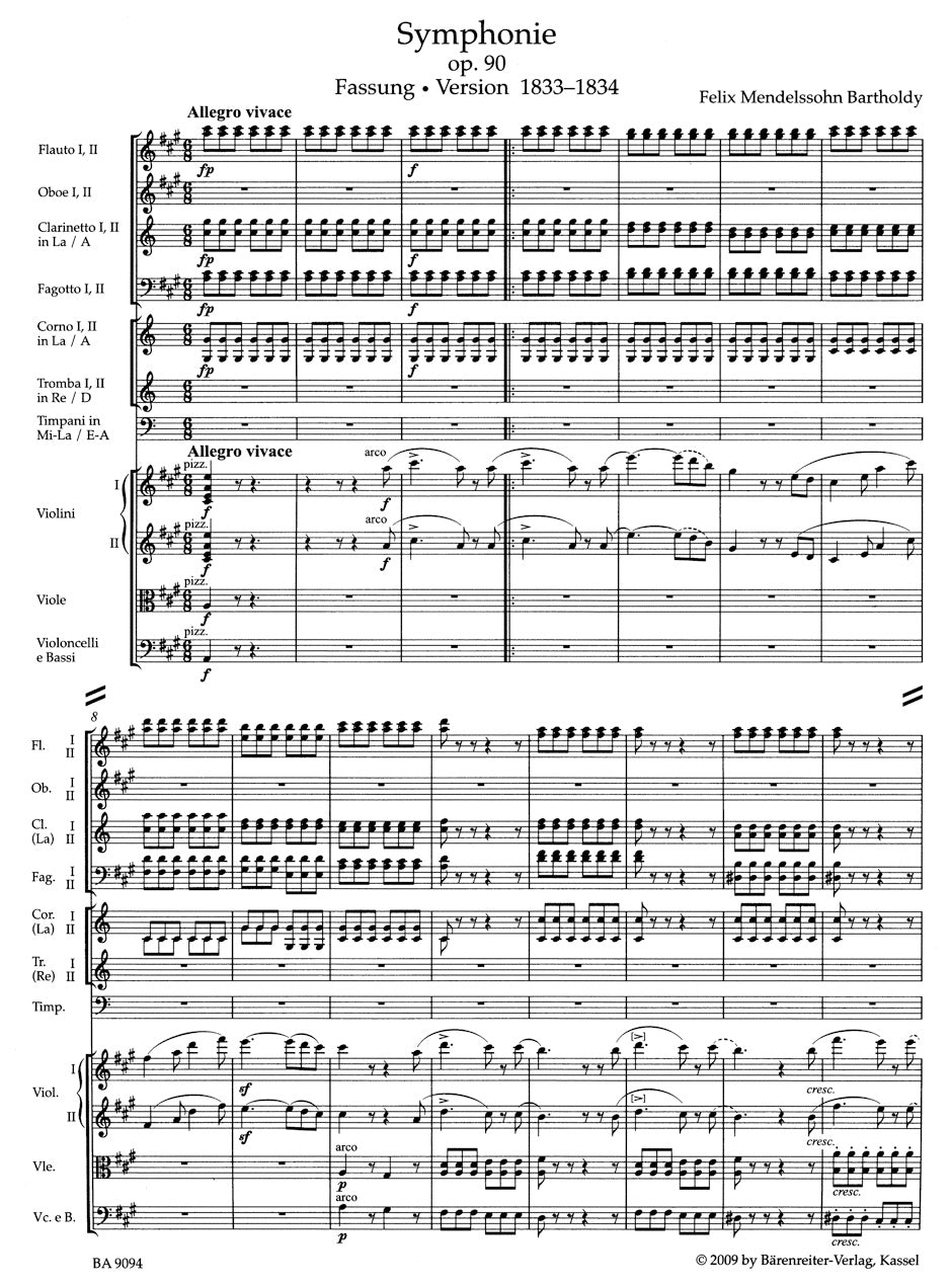 Symphony No. 4 in A maj op. 90 "Italian"
