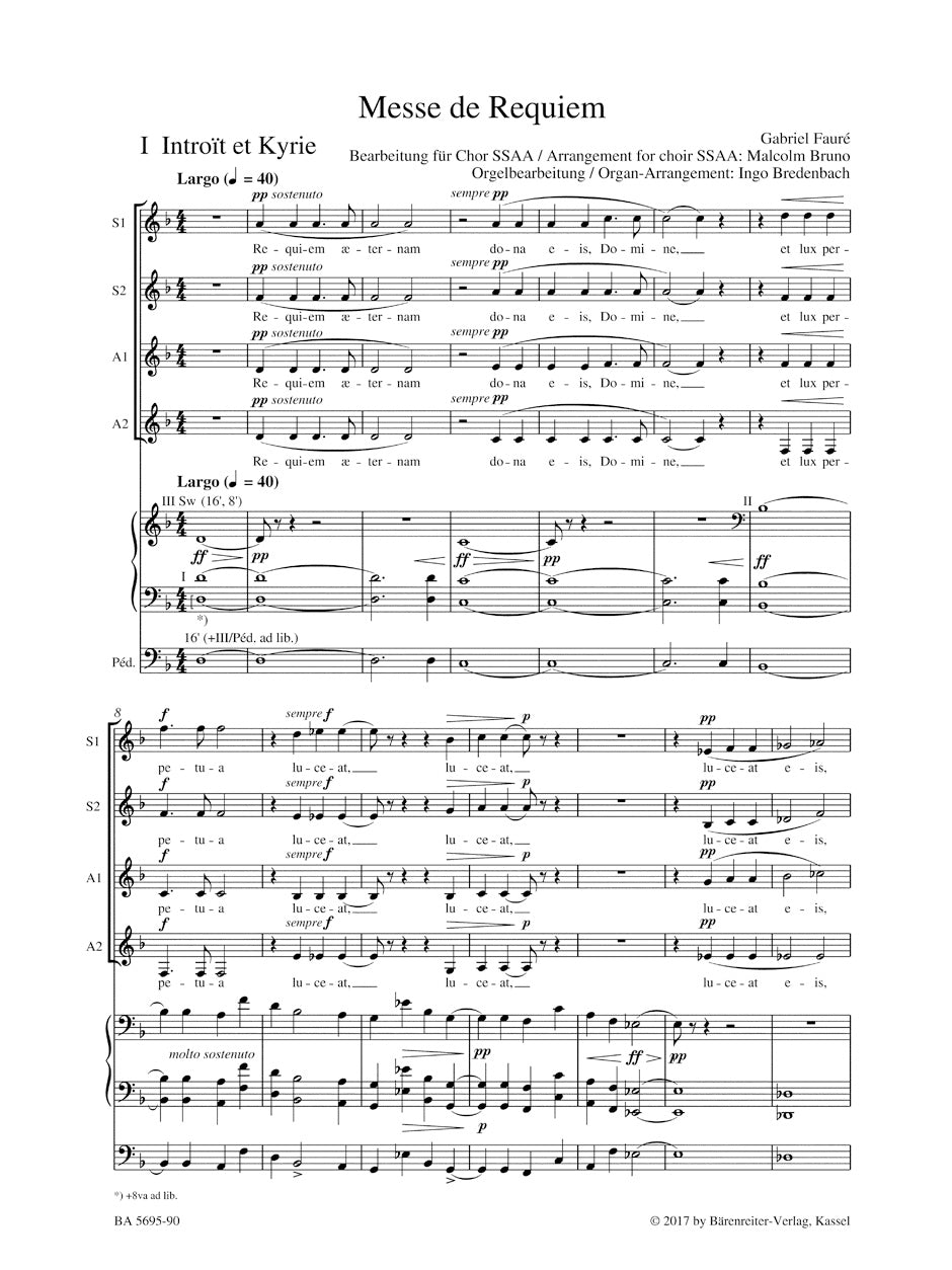 Messe de Requiem op. 48
Arranged for Female Choir SMA