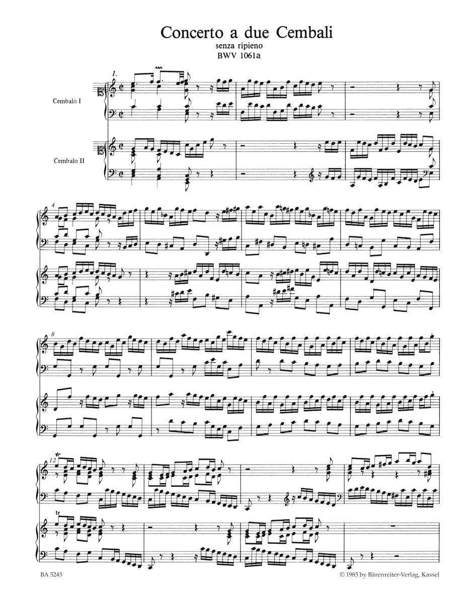 Concerto a due Cembali senza ripieno BWV 1061a