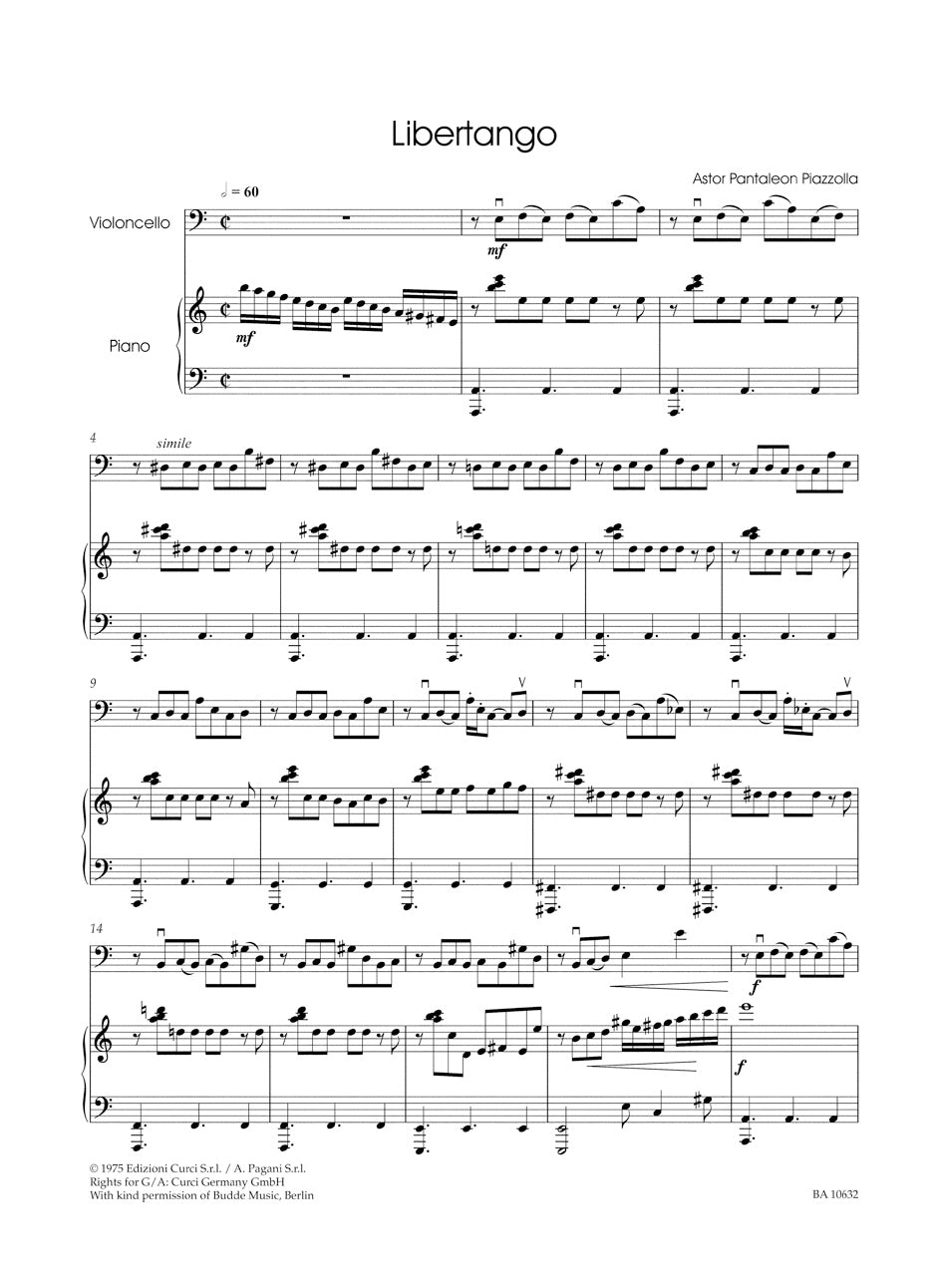 Tango Classics for Cello and Piano