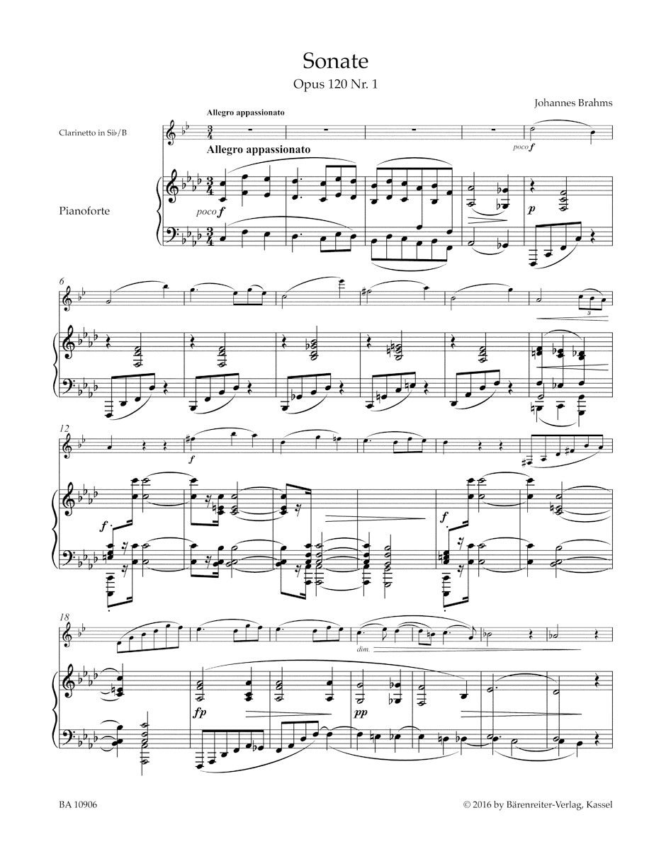 Sonatas for Clarinet and Piano op. 120