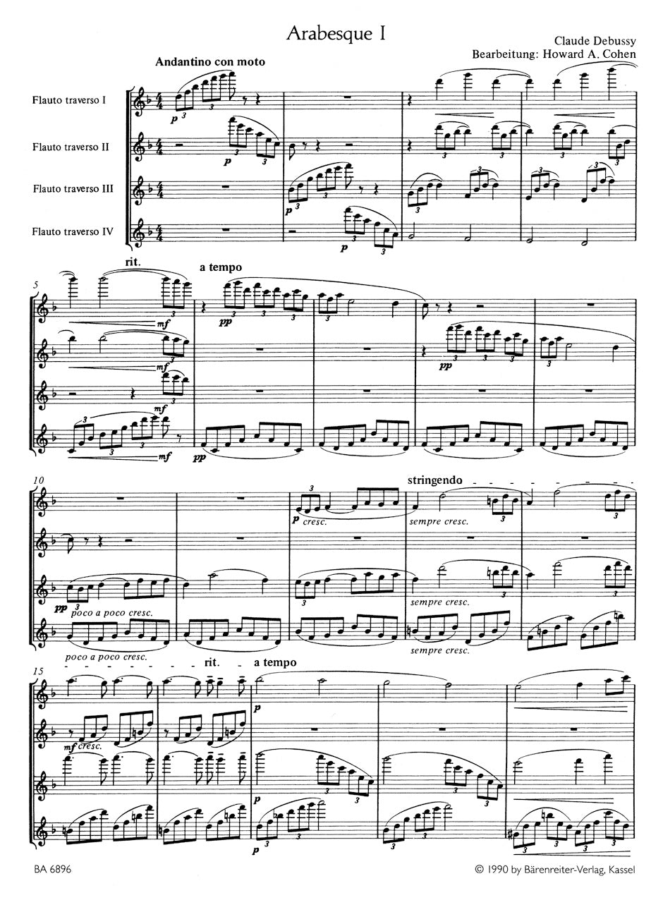 Deux Arabesques
arranged for four Flutes