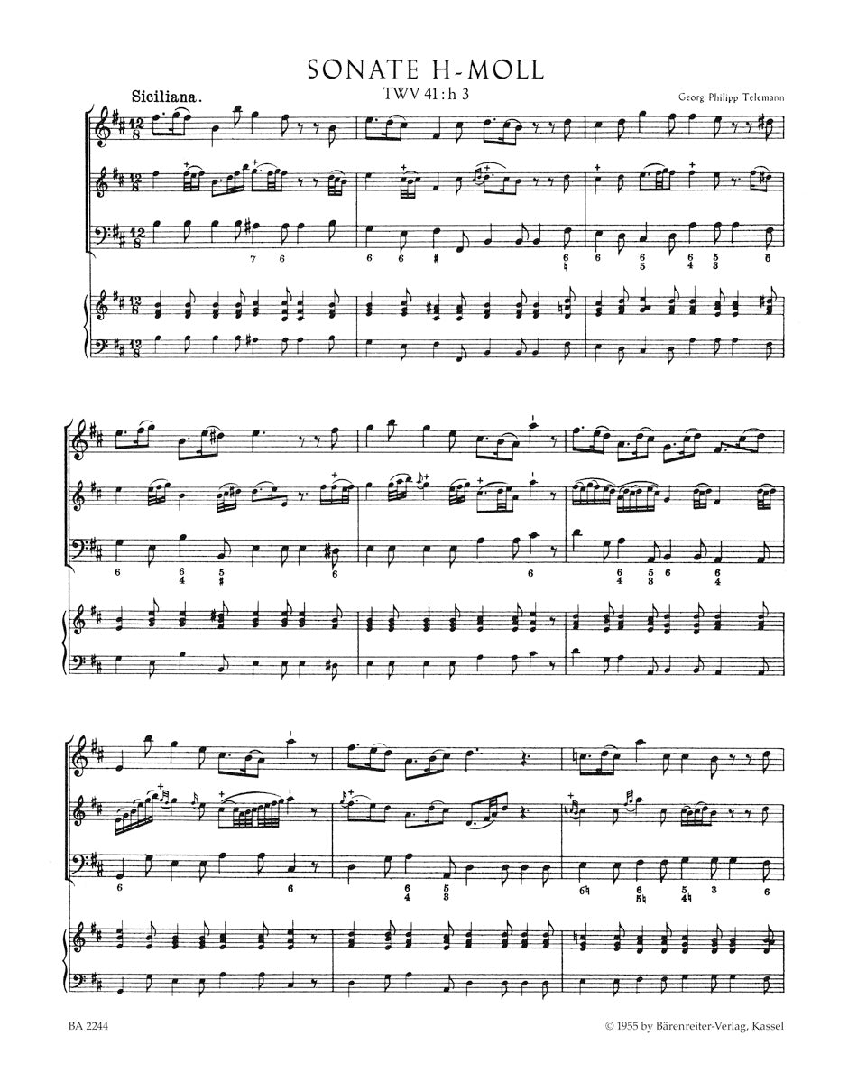 Twelve Methodical Sonatas TWV 4: 41
Volume 4: Sonata in B min, Sonata in C min for Flute (Violin) and Bc