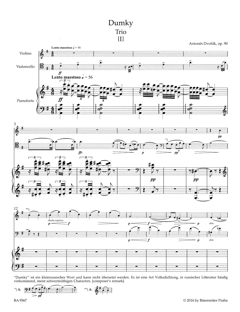 Dumky for Piano, Violin and Violoncello op. 90