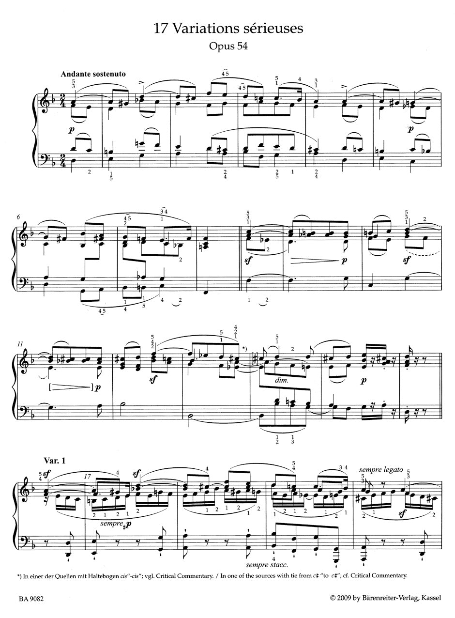 Variations for Piano op. 54, 82, 93