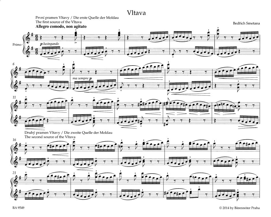 Vltava (The Moldau) for Piano duet (one Piano – four hands)