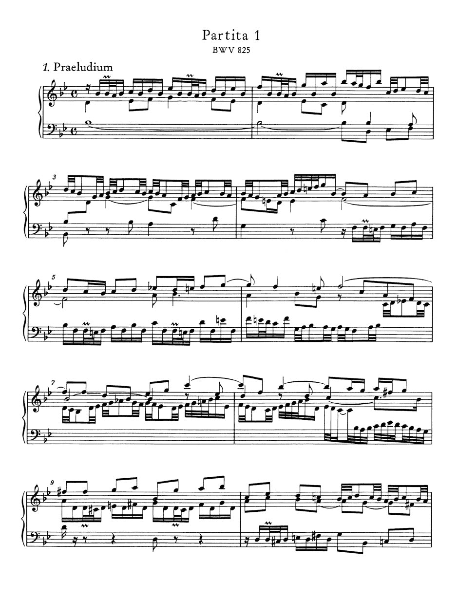 Six Partitas
First Part of the Clavier Uebung 
BWV 825-830