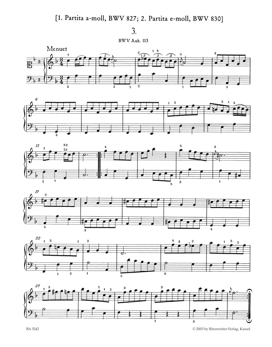 Notebook for Anna Magdalena Bach, 1725