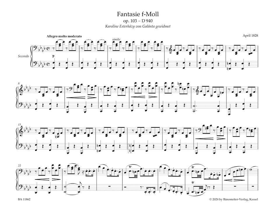 Fantasy in F min for Piano Four-Hands 
op. 103 D940