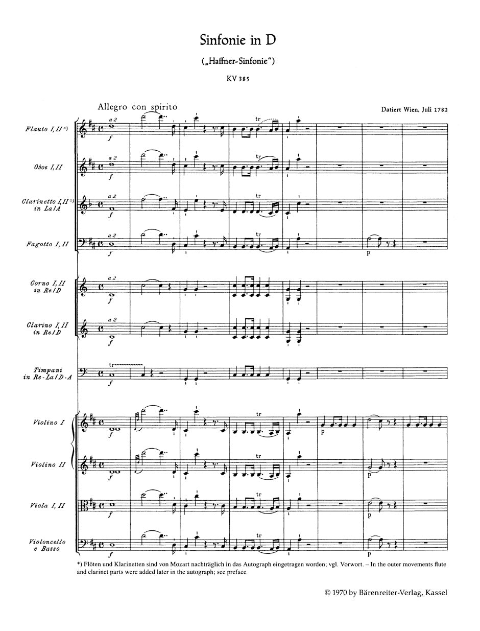 Symphony No. 35 in D maj K. 385 "Haffner Symphony"