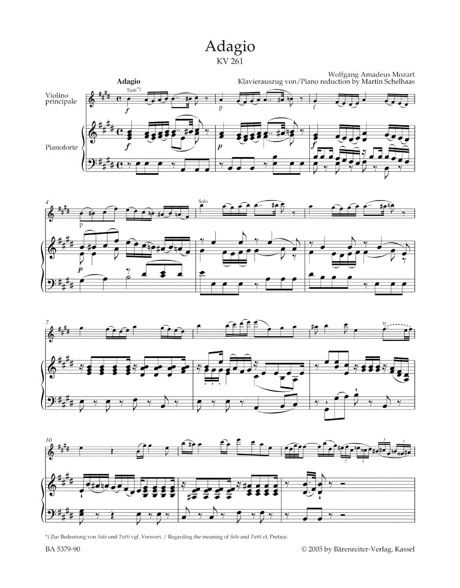 Single Movements for Violin and Orchestra K. 261, 269, 373