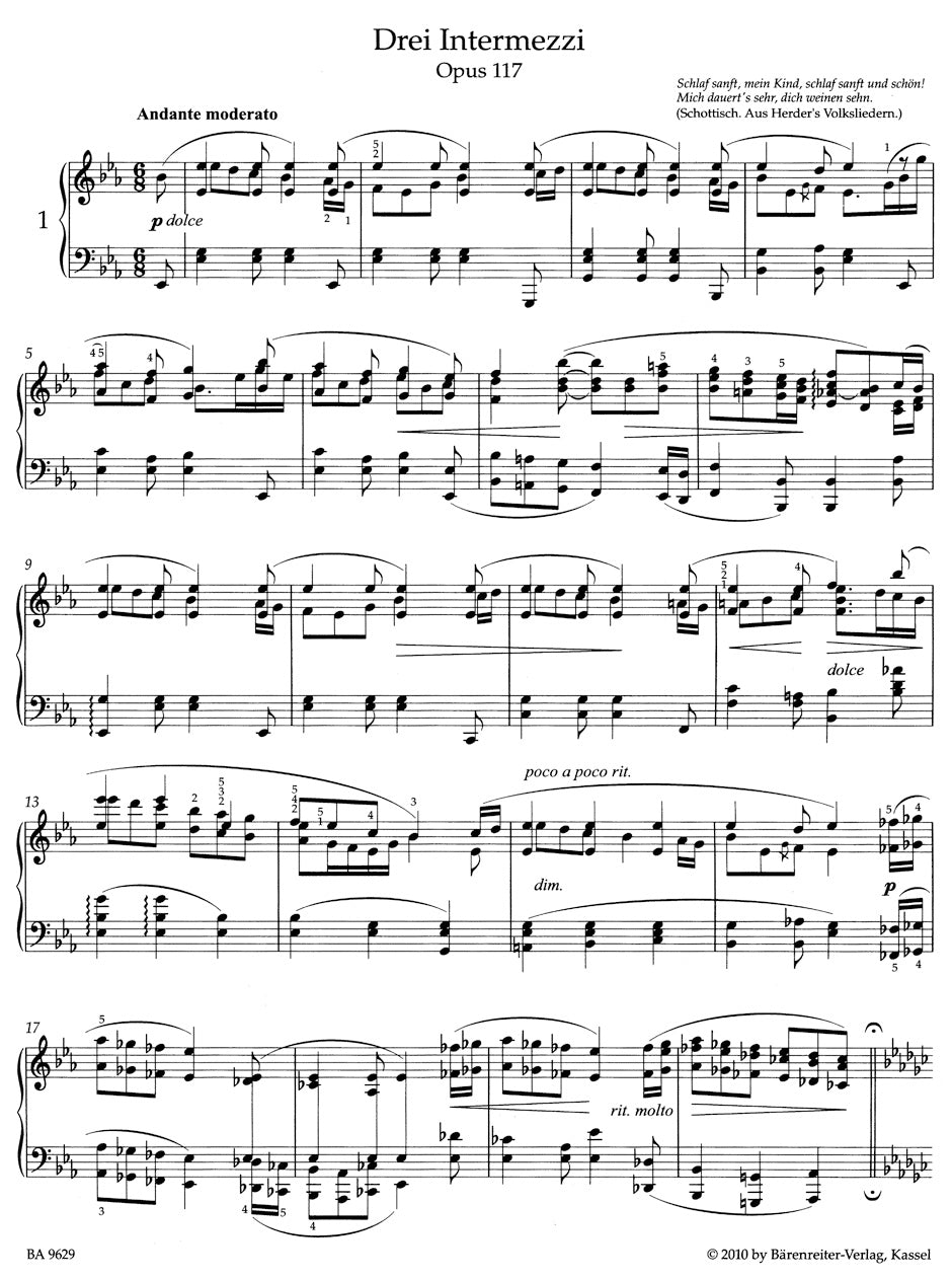Three Intermezzi op. 117