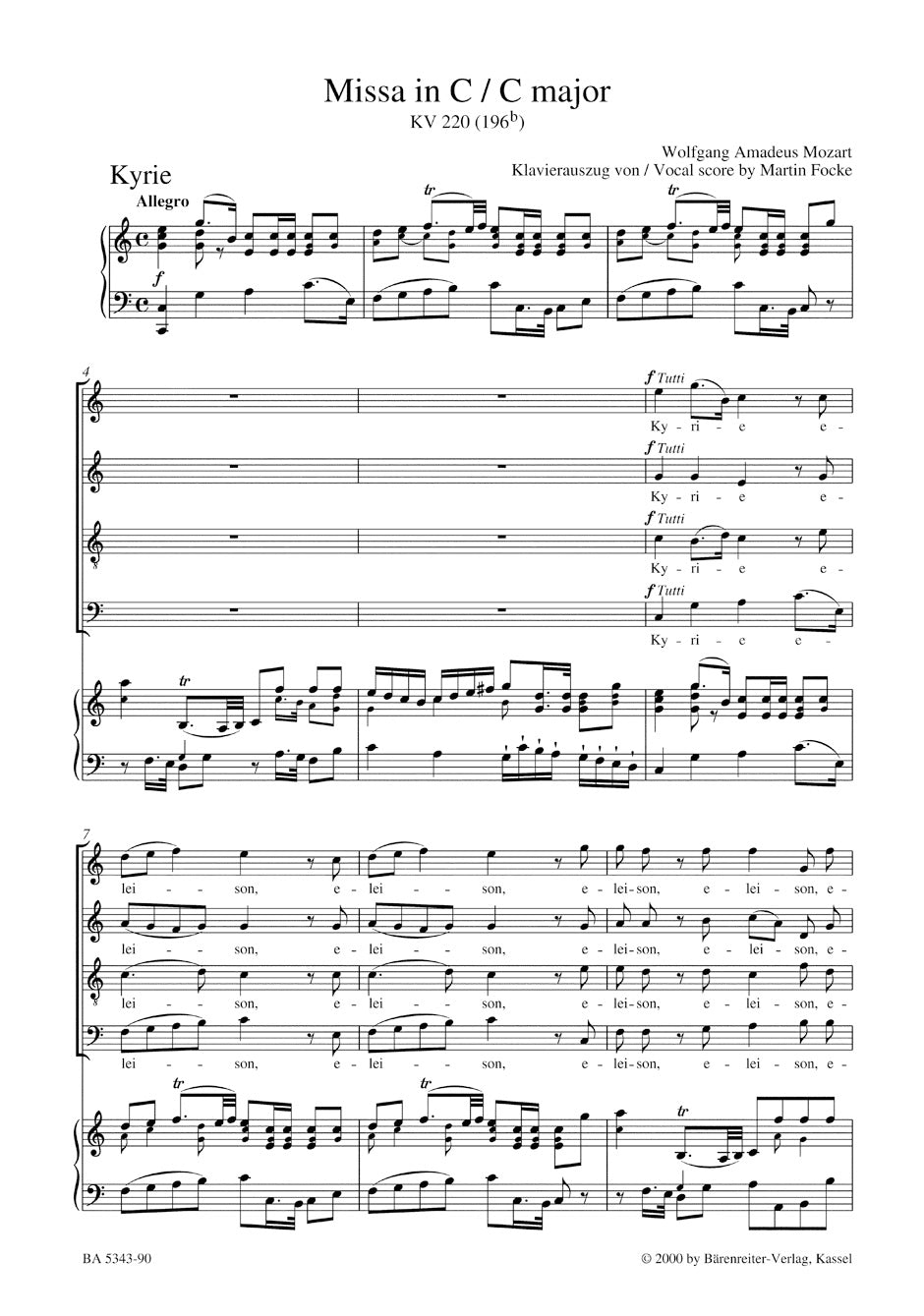 Missa in C maj K. 220 - Sparrow Mass