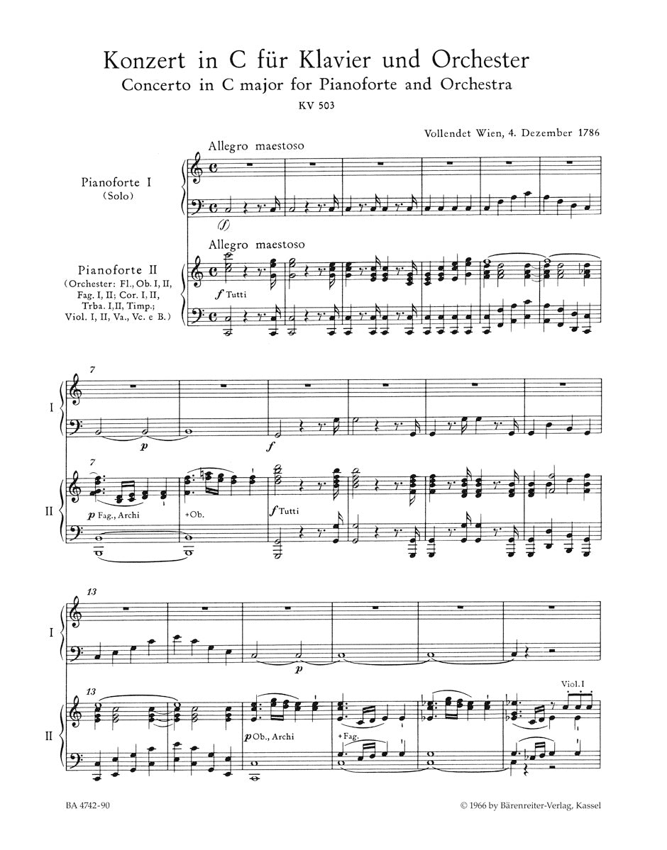 Piano Concerto No. 25 in C maj K. 503