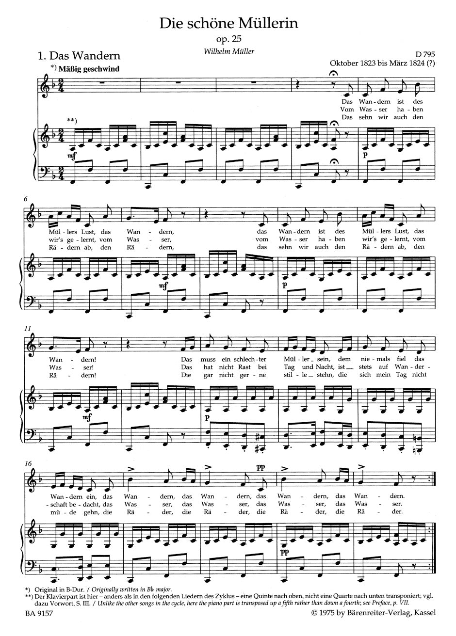 Die schoene Muellerin op. 25 
for Low Voice