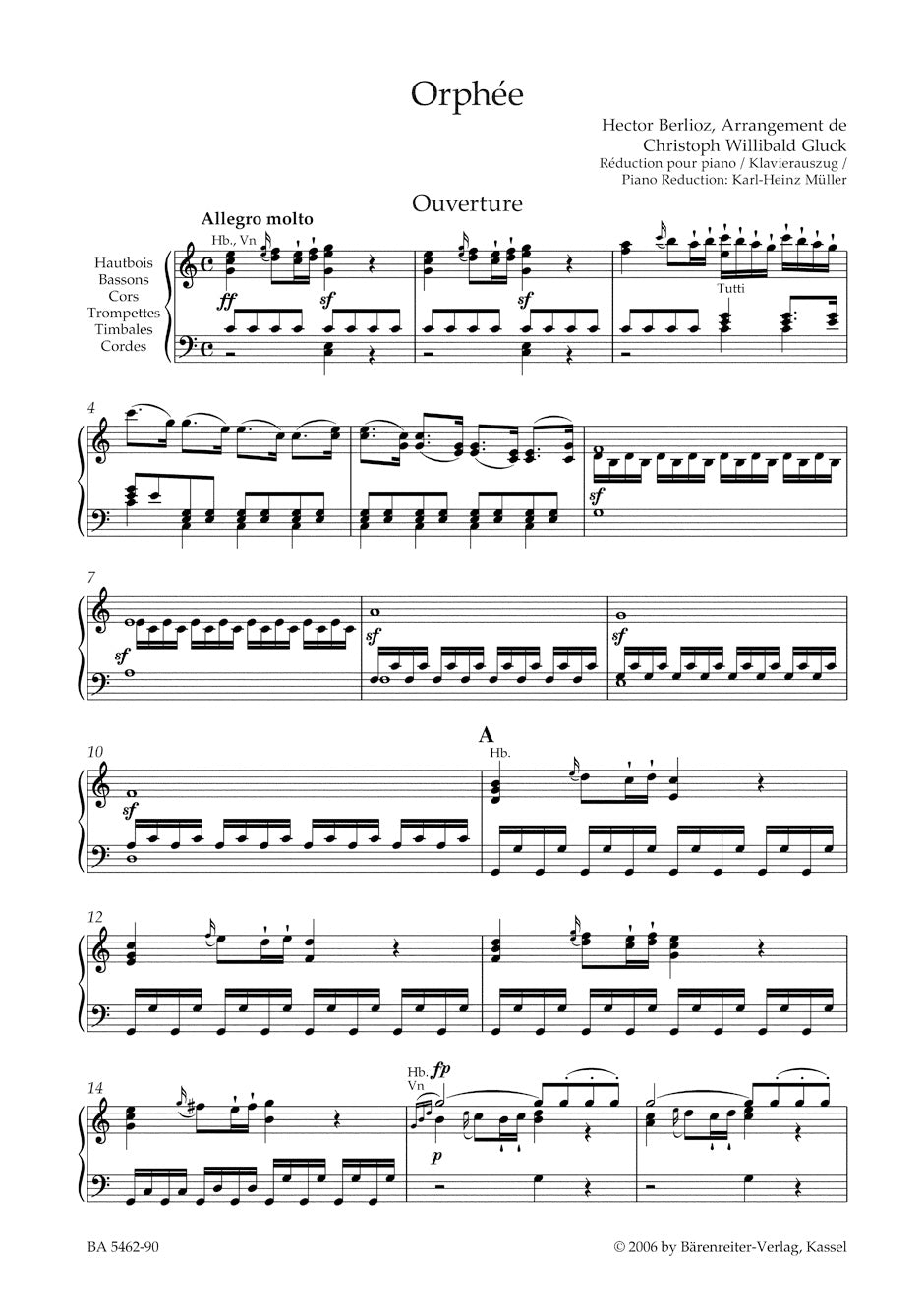 Orphee. Arrangement of W. Gluck's "Orphee et Euridice"