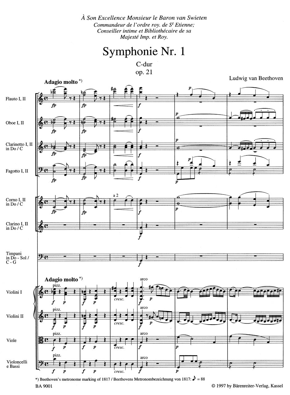 Symphony No. 1 in C maj op. 21