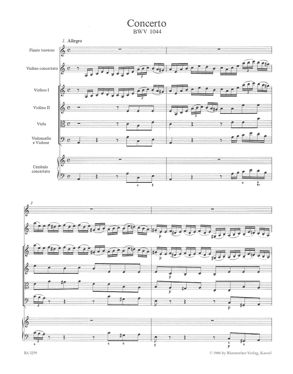 Concerto for Harpsichord, Flute, Violin, Strings and Basso continuo in A min BWV 1044 "Triple Concerto"