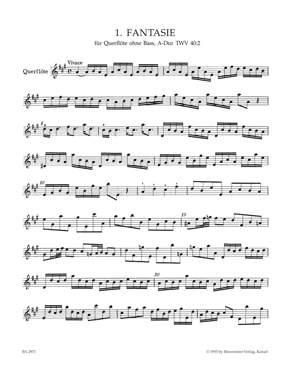 Twelve Fantasias TWV 40:2-13 for Solo Flute