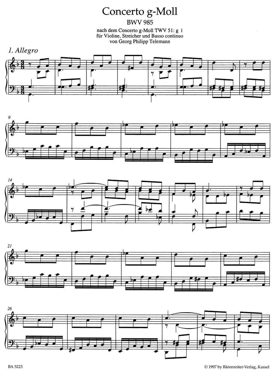 Keyboard Arrangements of Works by Other Composers. Vol. 3: 985-987, 592a, 972a, 965, 966, 954