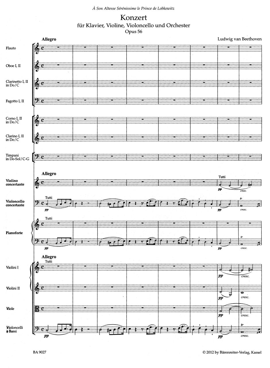 Concerto in C maj for Pianoforte, Violin, Violoncello and Orchestra op. 56