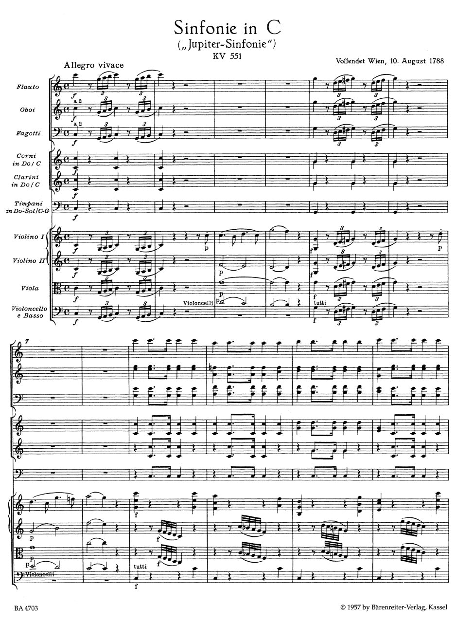 Symphony No. 41 in C maj K. 551 "Jupiter"