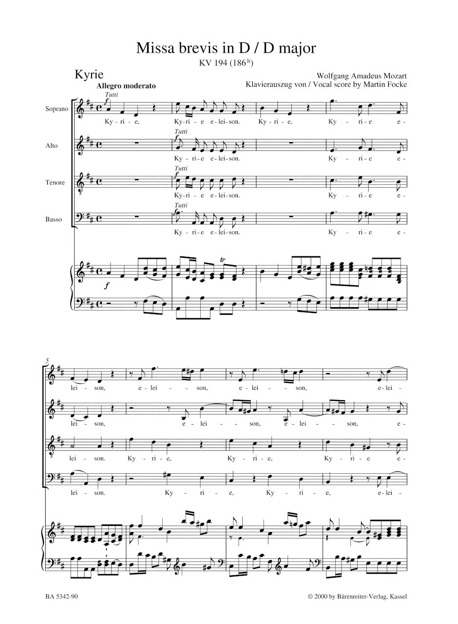 Missa brevis in D maj K.194