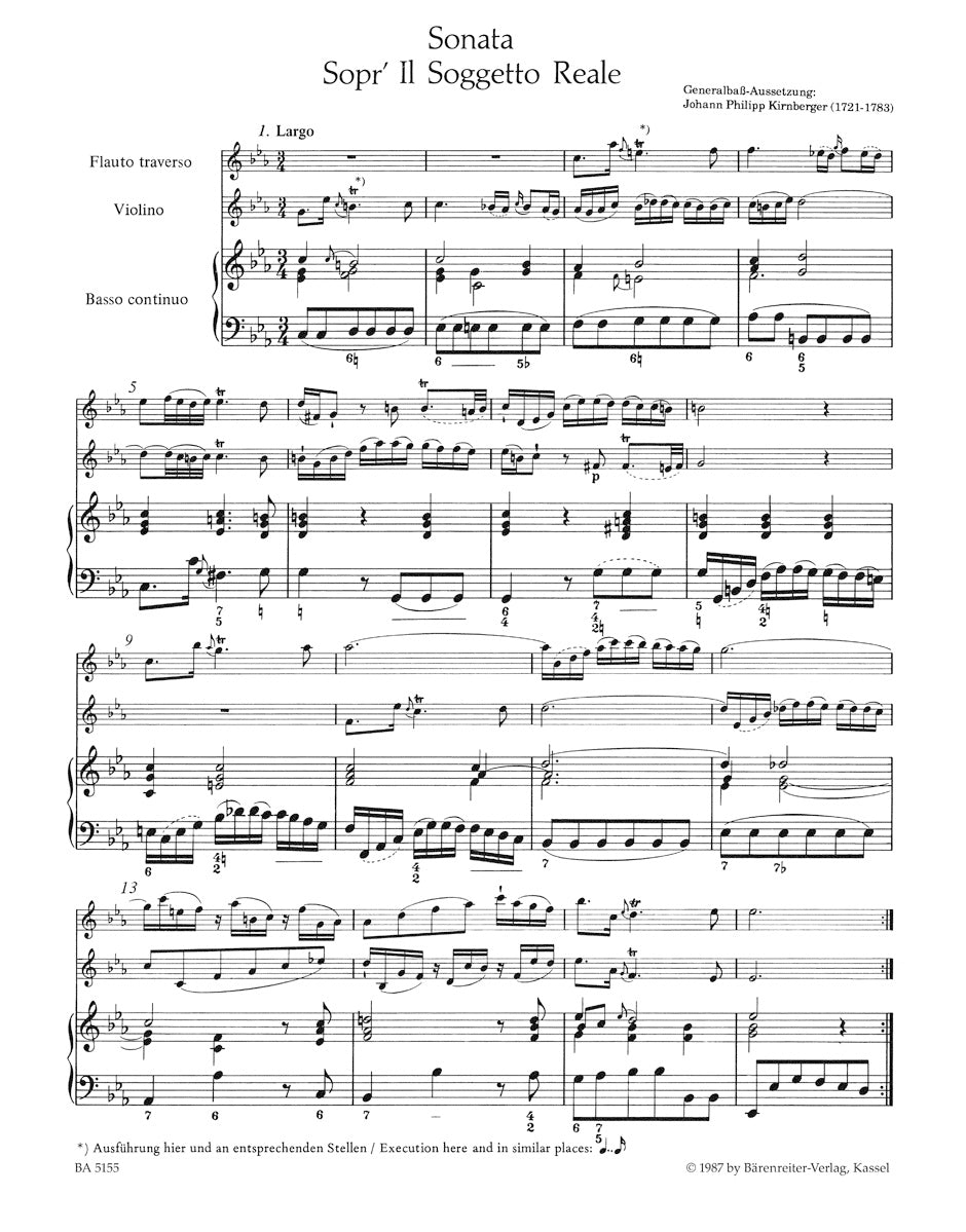 Trio Sonata from "Musical Offering" 
BWV 1079 for Flute, Violin & Bc