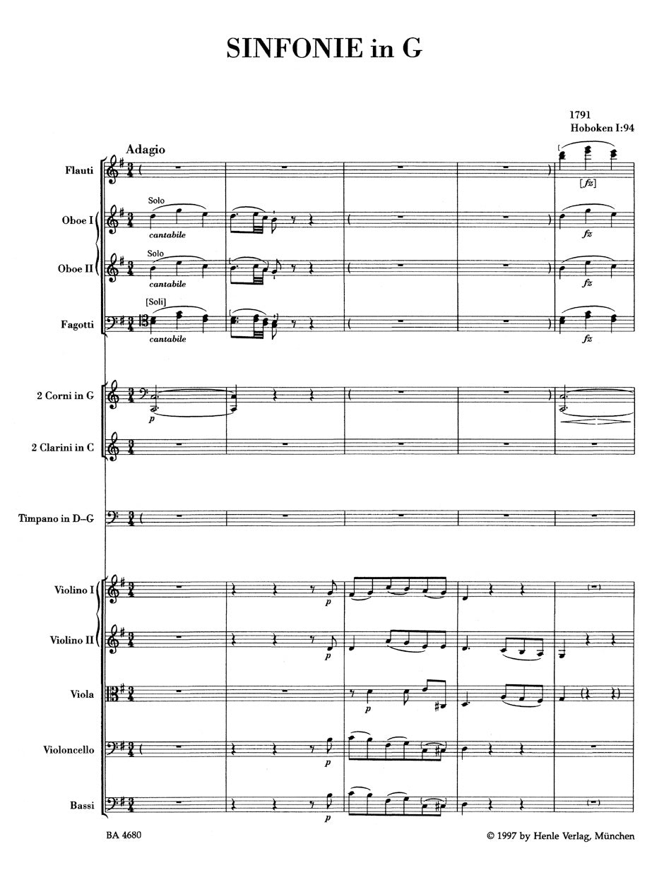 Symphony in G maj Hob. I:94 "The Surprise"