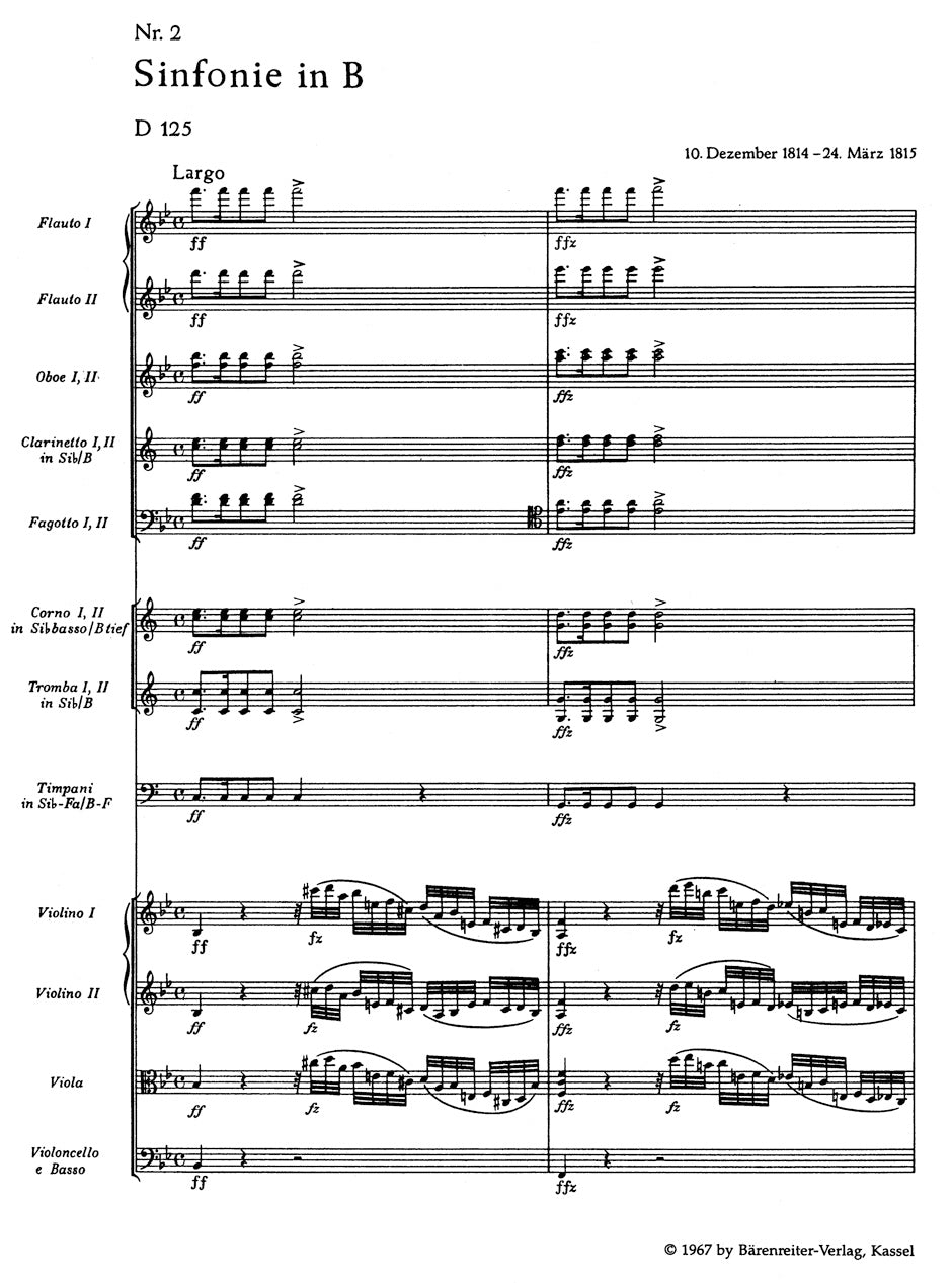 Symphony No. 2 in B-flat maj D 125