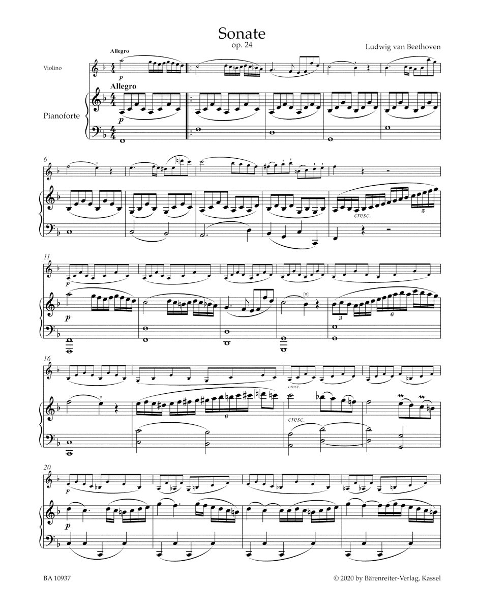 Sonata in F maj for Pianoforte and Violin op. 24 "Spring Sonata"