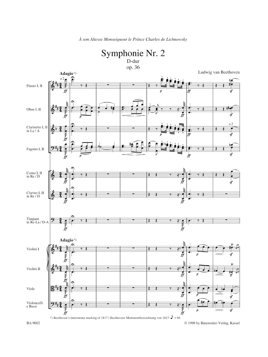 Symphony No. 2 in D maj op. 36