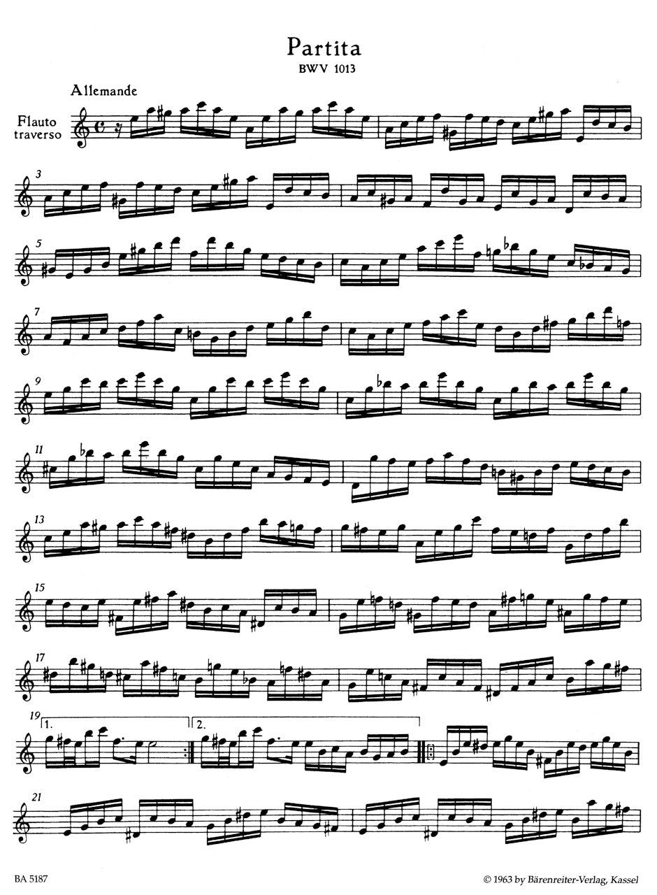 Partita in A min BWV 1013 for Flute Solo