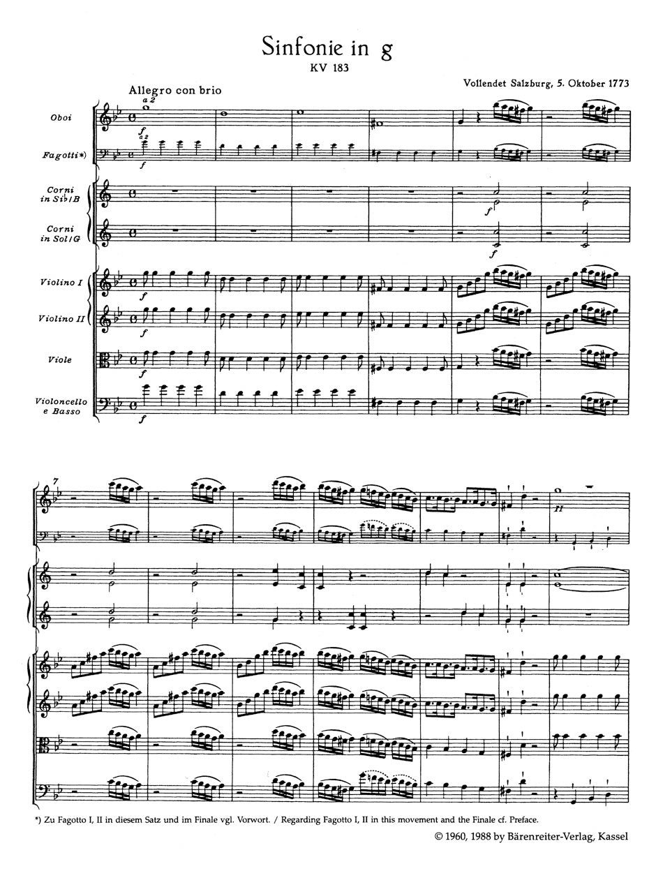 Symphony No. 25 in G min K. 183