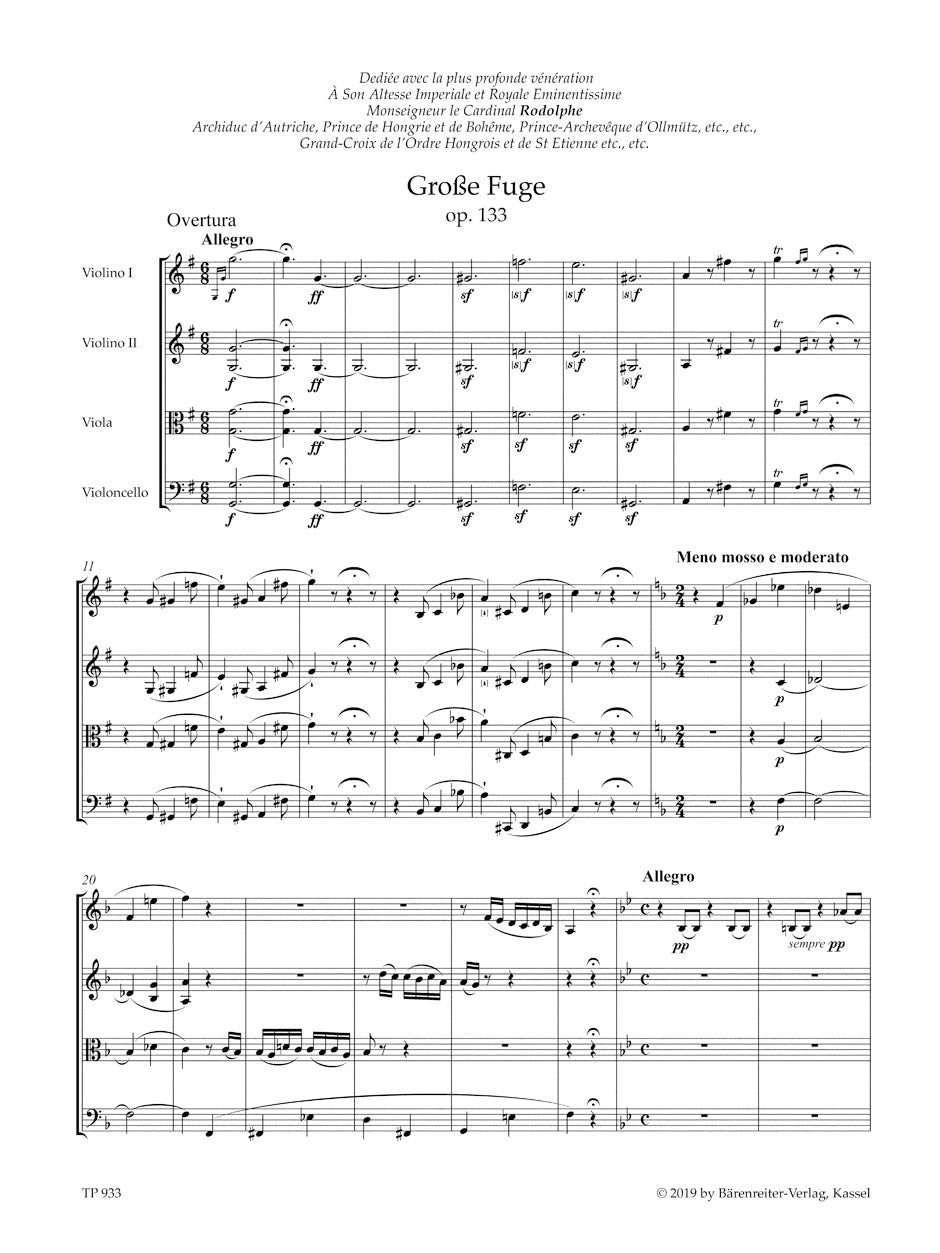 Große Fuge for String Quartet op. 133